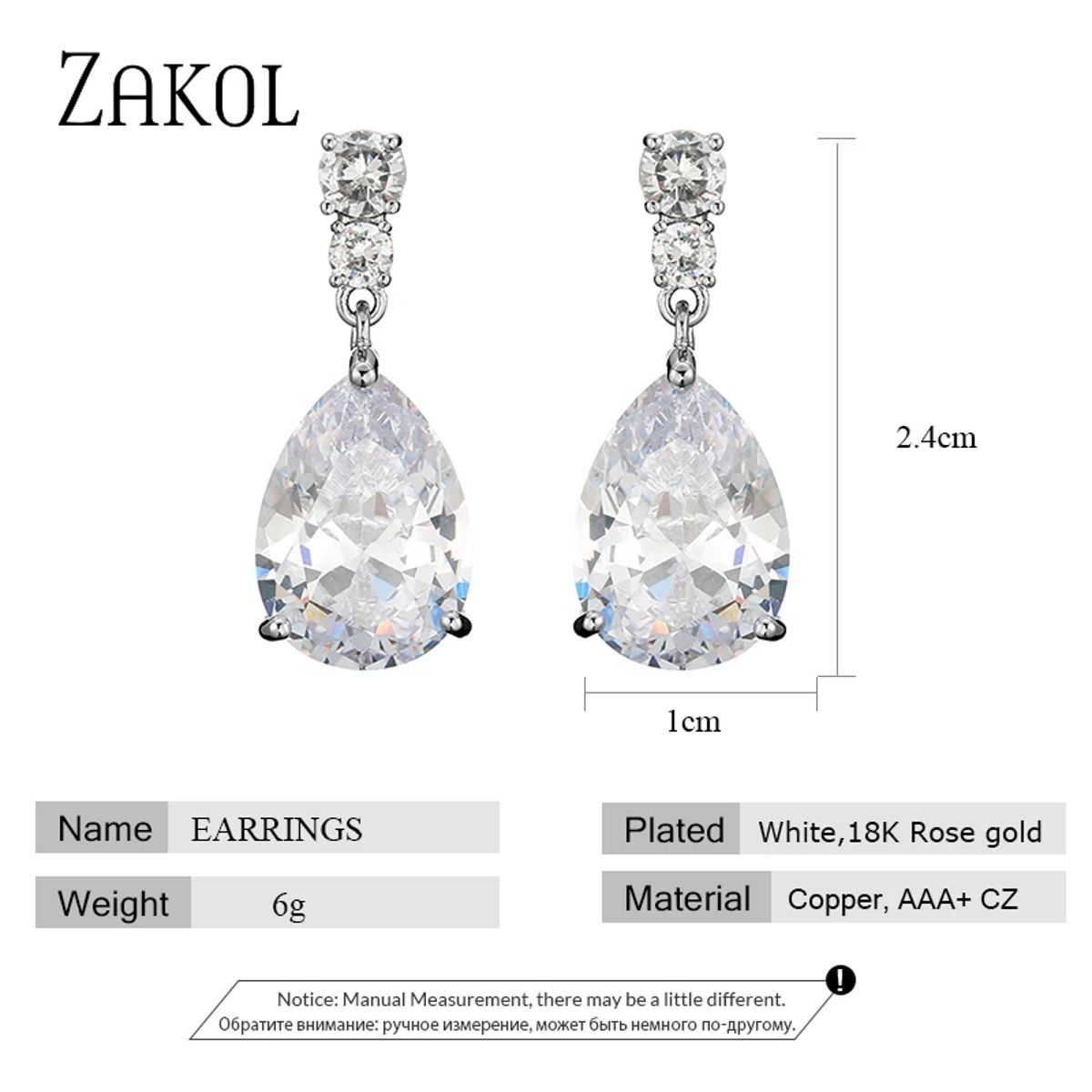 Elegant Water Drop Cubic Zirconia Dangle Earrings for Weddings Elegant Water Drop Cubic Zirconia Dangle Earrings for Weddings