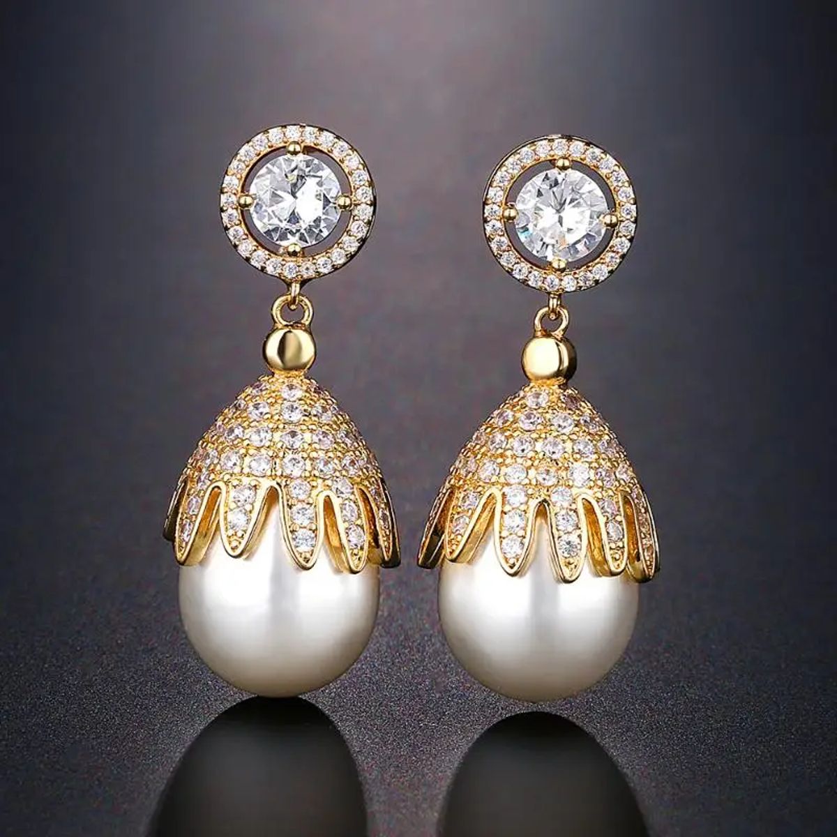 Exquisite Wind Chime Flower Pearl Drop Earrings for Women Exquisite Wind Chime Flower Pearl Drop Earrings for Women