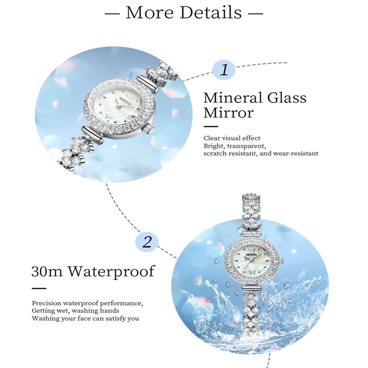Elegant Women's Luxury Quartz Watch with Diamond Accents Nibosi - Women's Dress Watches 3
