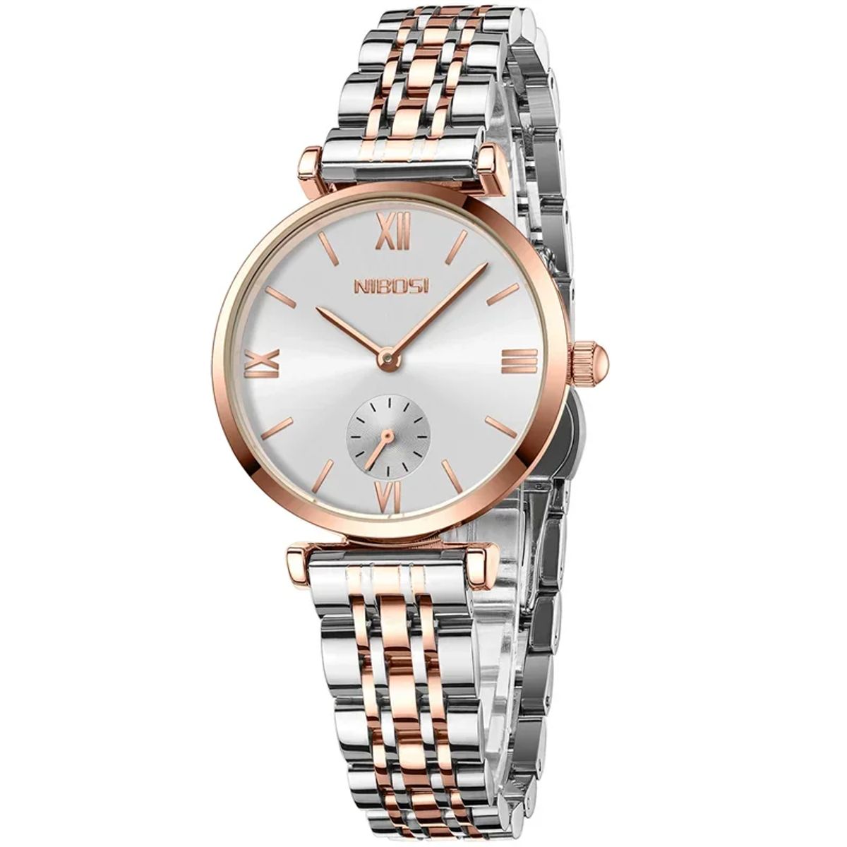 Elegant Stainless Steel Women's Wrist Watch with Hidden Clasp Nibosi - Women's Dress Watches