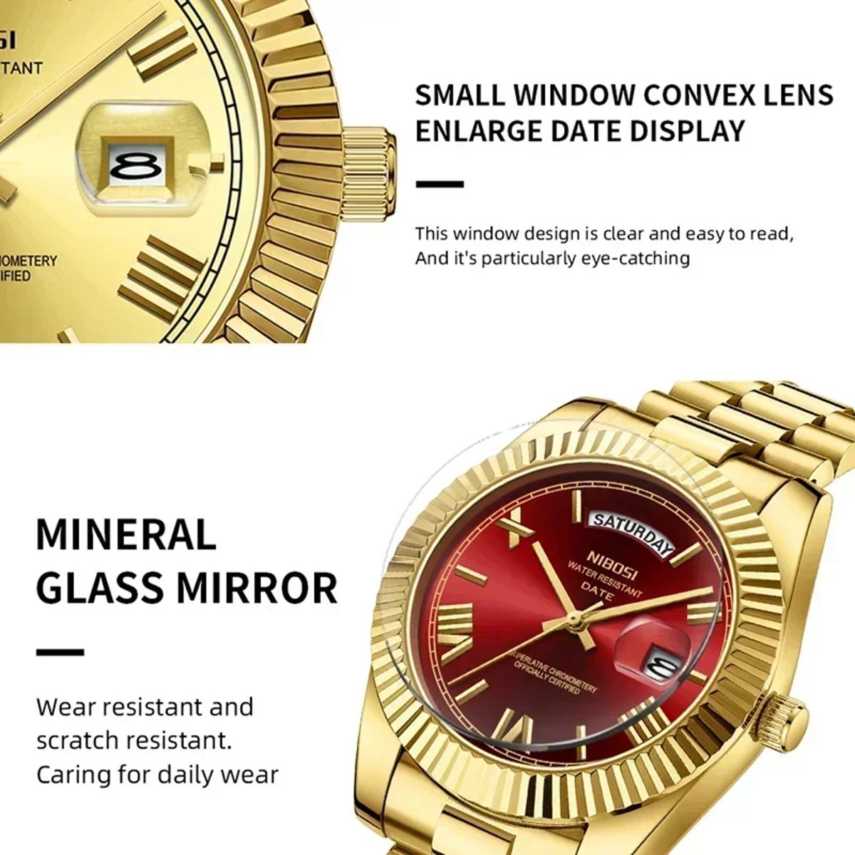 Elegant Men's Luxury Quartz Watch with Date & Waterproof Design Nibosi - Men's Dress Watches 2