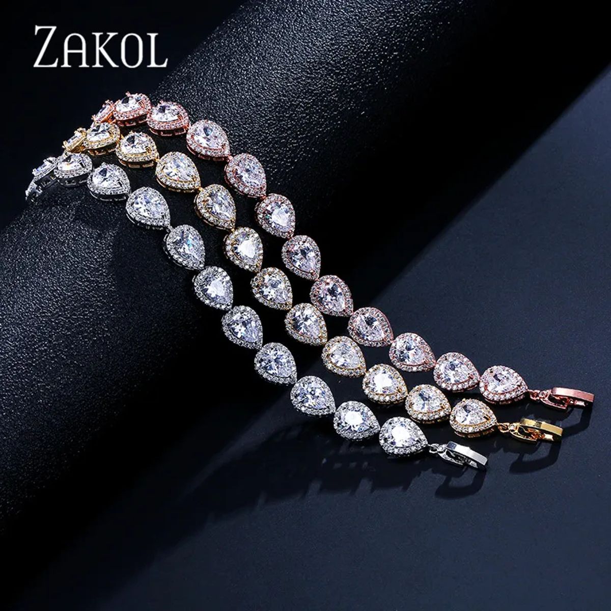 Elegant Teardrop Cubic Zirconia Bracelet for Bridal & Formal Wear