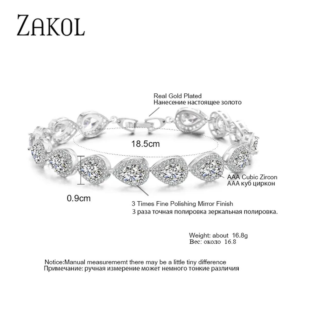 Elegant Teardrop Cubic Zirconia Bracelet for Bridal & Formal Wear
