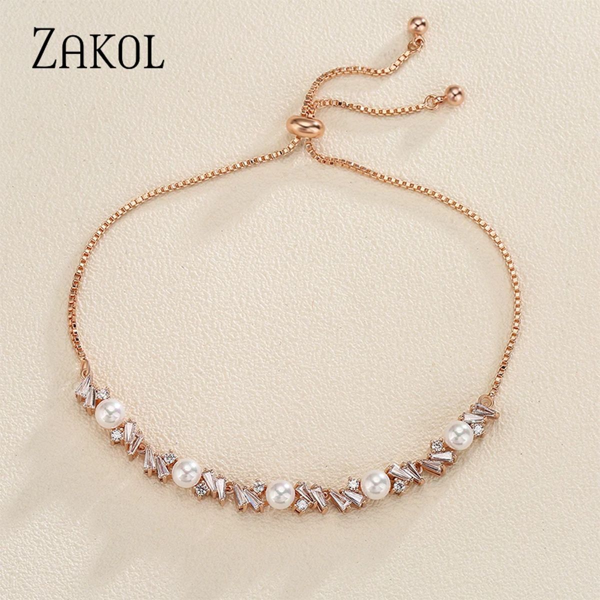 Elegant Adjustable Pearl Bracelet with Zircon for Women’s Jewelry Zakol - Women's Bracelets 6