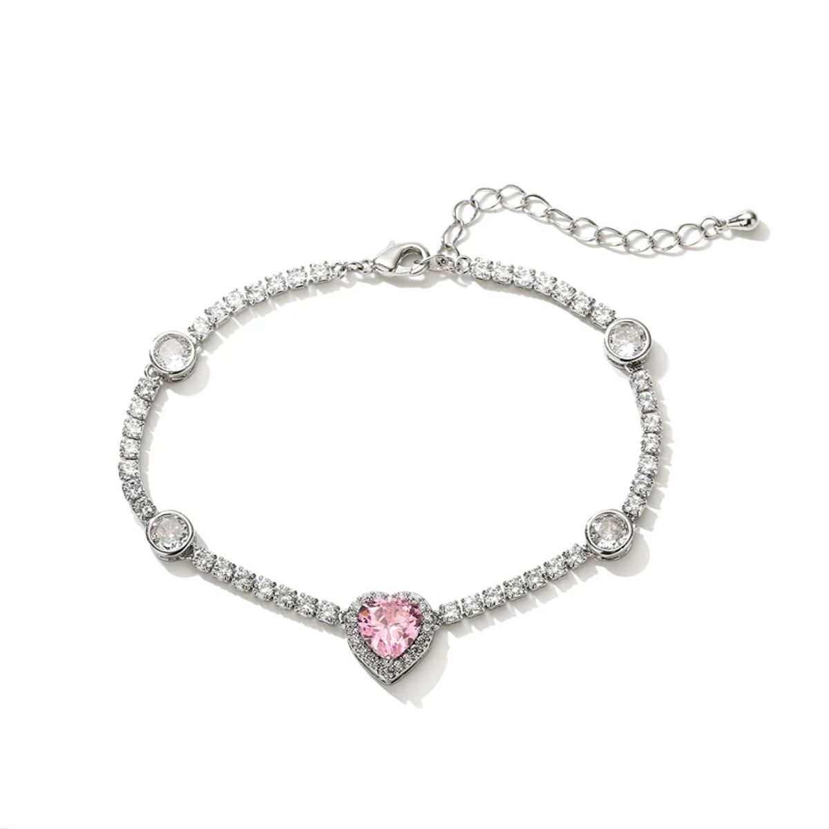 Elegant Round Zircon Arrangement Heart Pendant Bracelet for Brides Elegant Round Zircon Arrangement Heart Pendant Bracelet for Brides