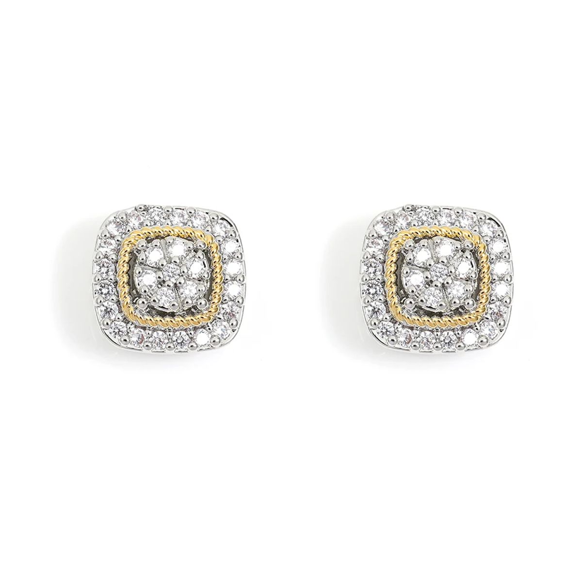 Geometric Sugar Cube Stud Earrings with Zircon Inlay for Women
