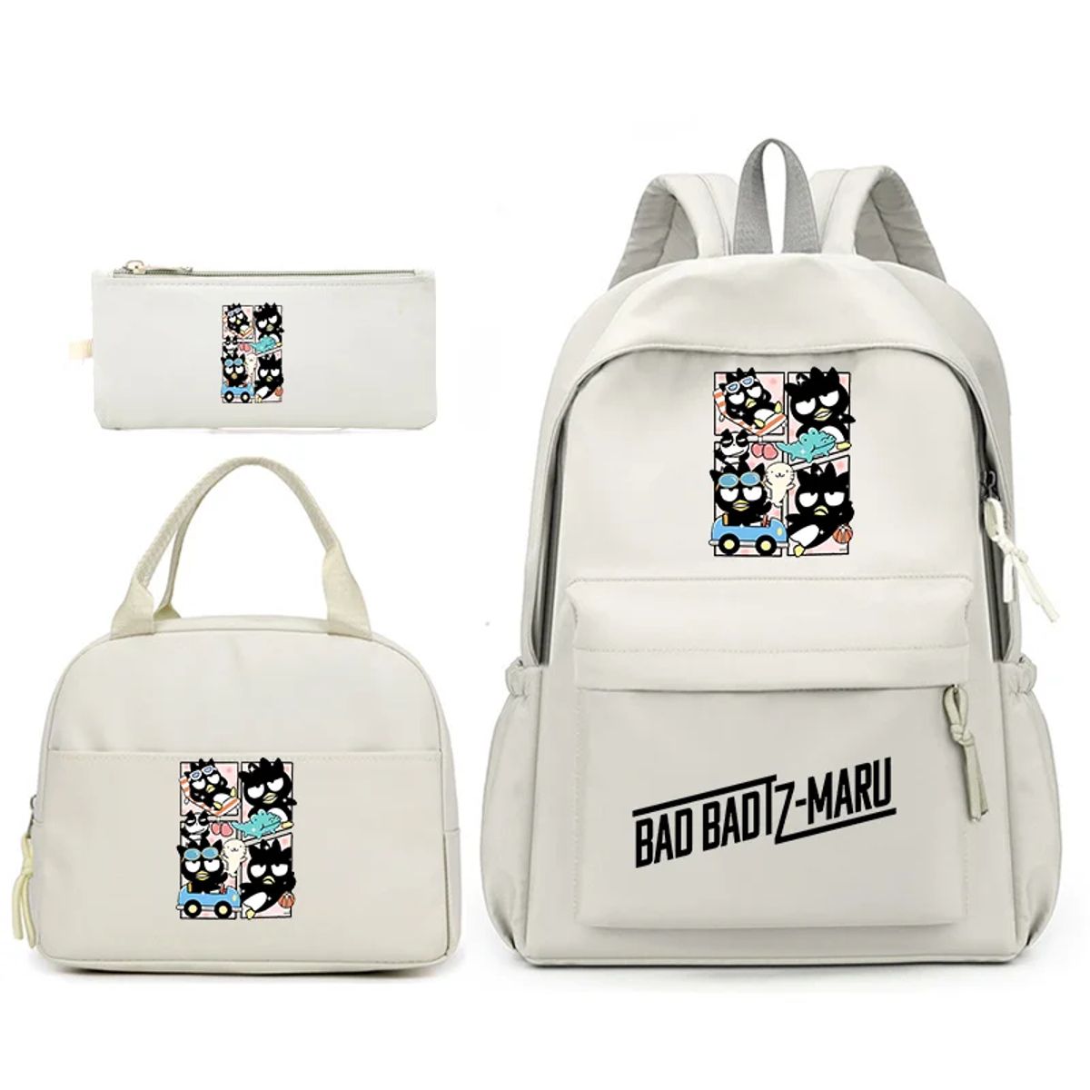 Cute Badtz Maru 3-Piece Backpack Set with Lunch Bag
