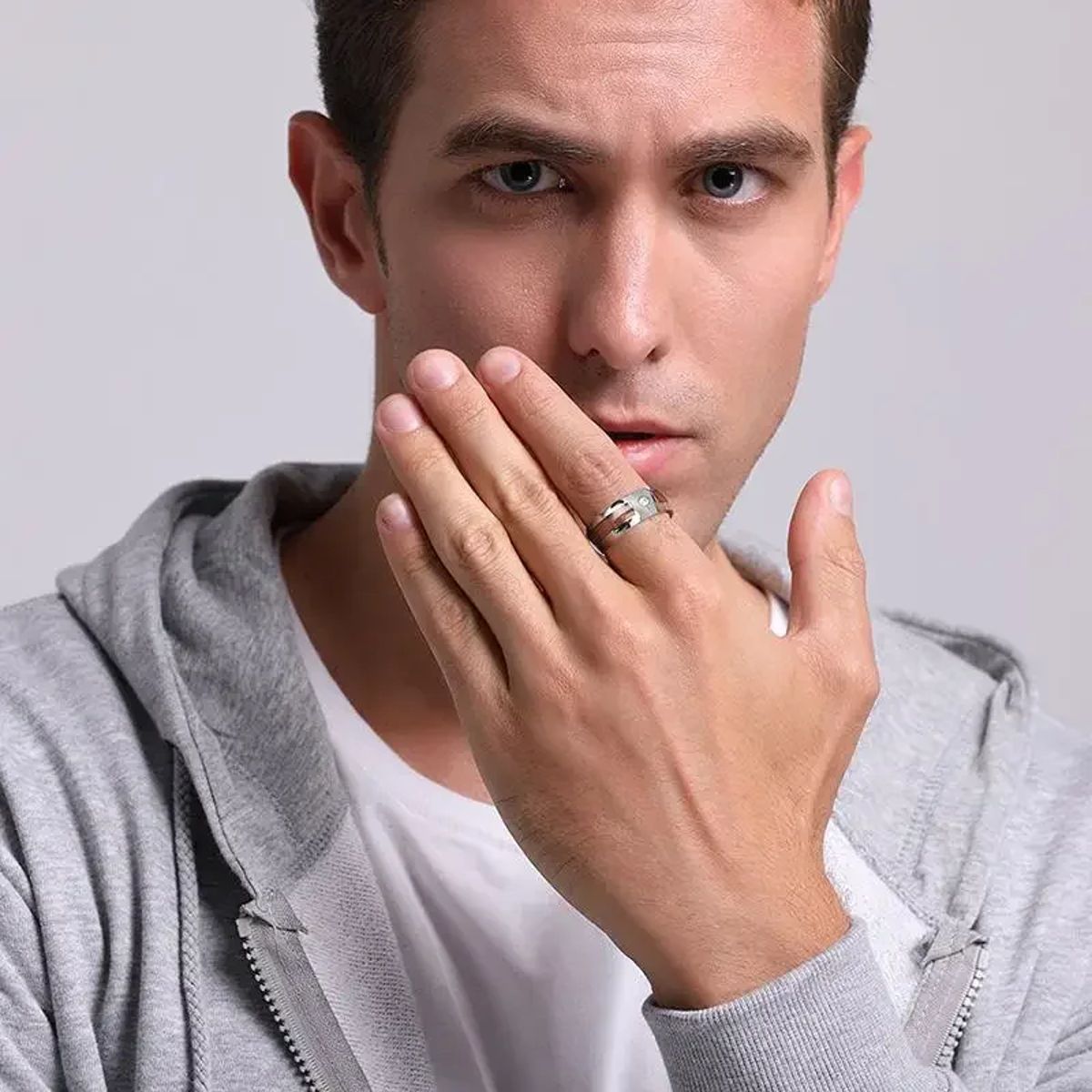 Vintage Wood Inlay Tungsten Carbide Ring for Men, 8mm Tigrade - Men's Rings 1