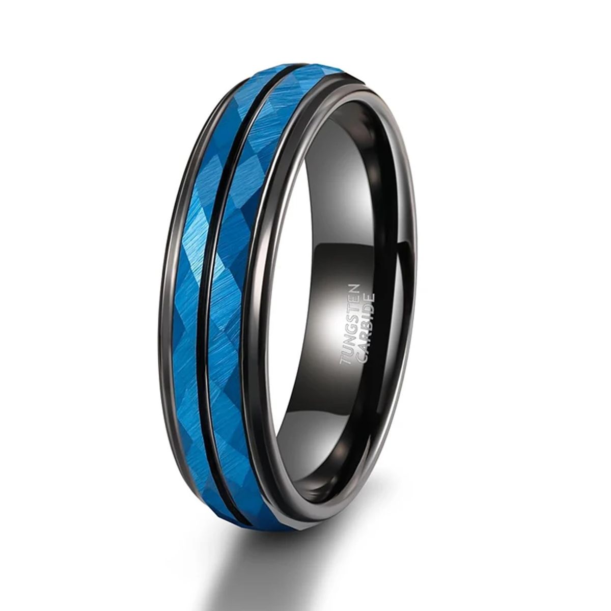 6mm Hammered Tungsten Carbide Wedding Band with Matte Finish Tigrade - Men's Rings