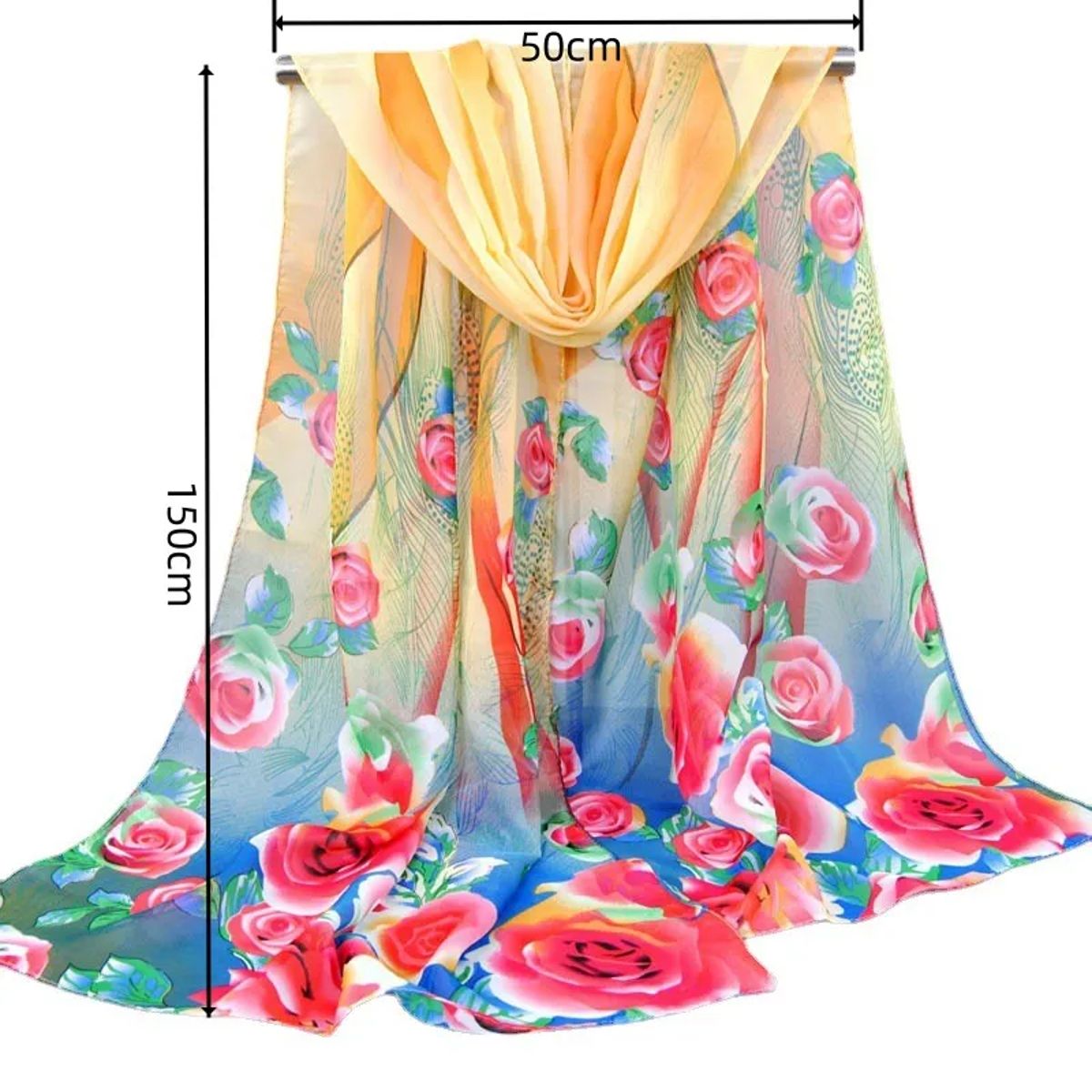 Elegant Printed Chiffon Scarf for Women – Stylish Spring Shawl