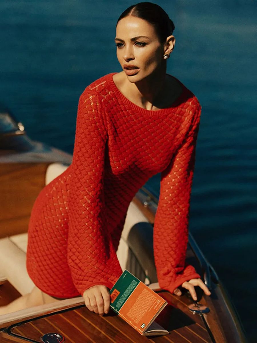 Chic Backless Long Sleeve Knit Mini Dress for Stylish Women Chic Backless Long Sleeve Knit Mini Dress for Stylish Women