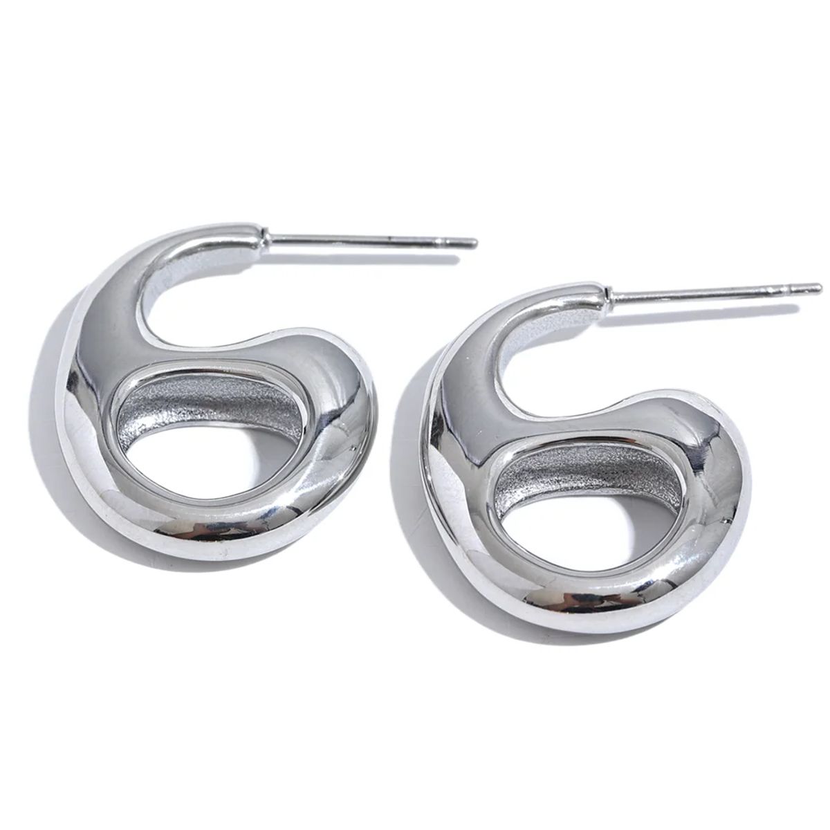 Sleek Geometric Stainless Steel Minimalist Stud Earrings for Women