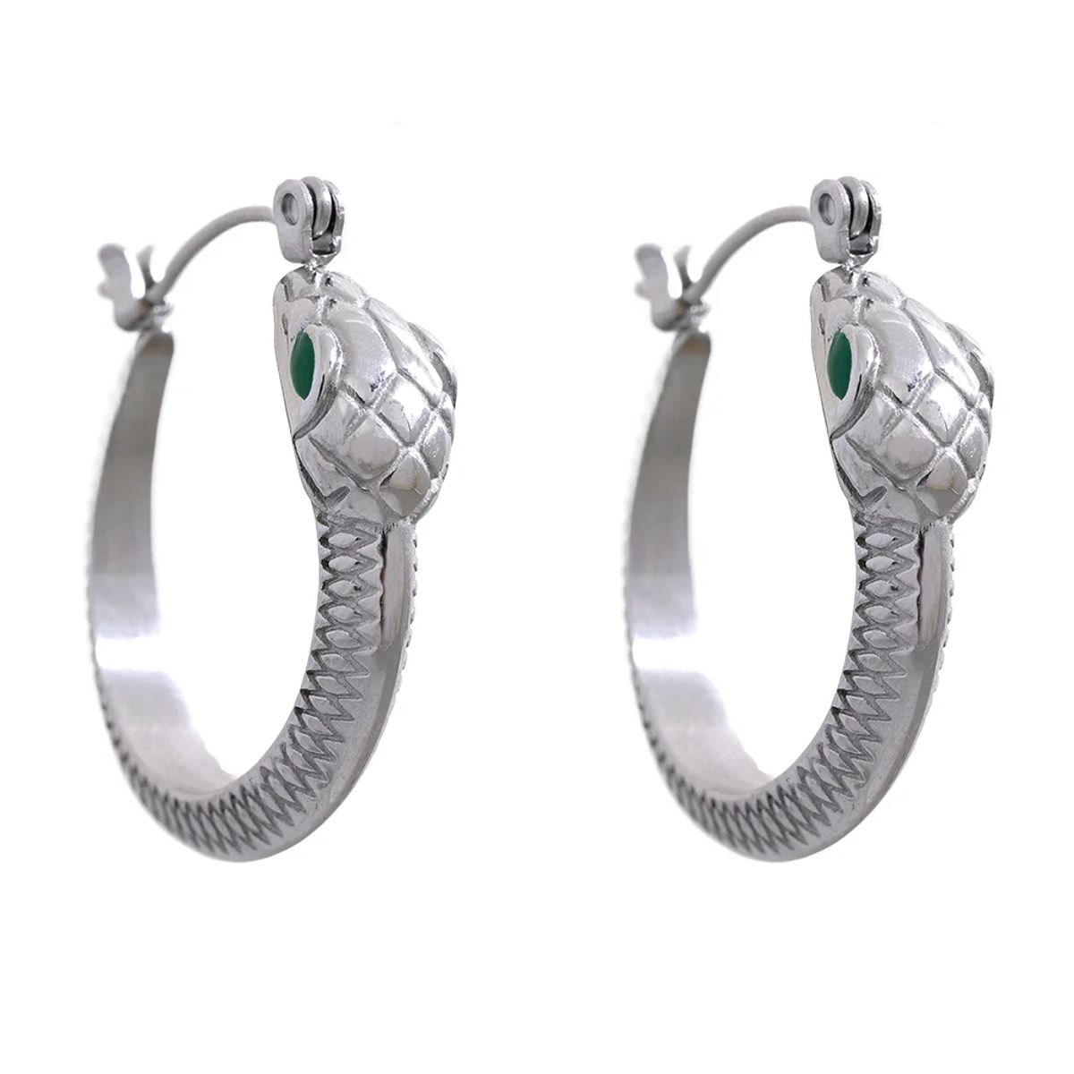 Elegant Stainless Steel Snake Hoop Earrings for Women Elegant Stainless Steel Snake Hoop Earrings for Women