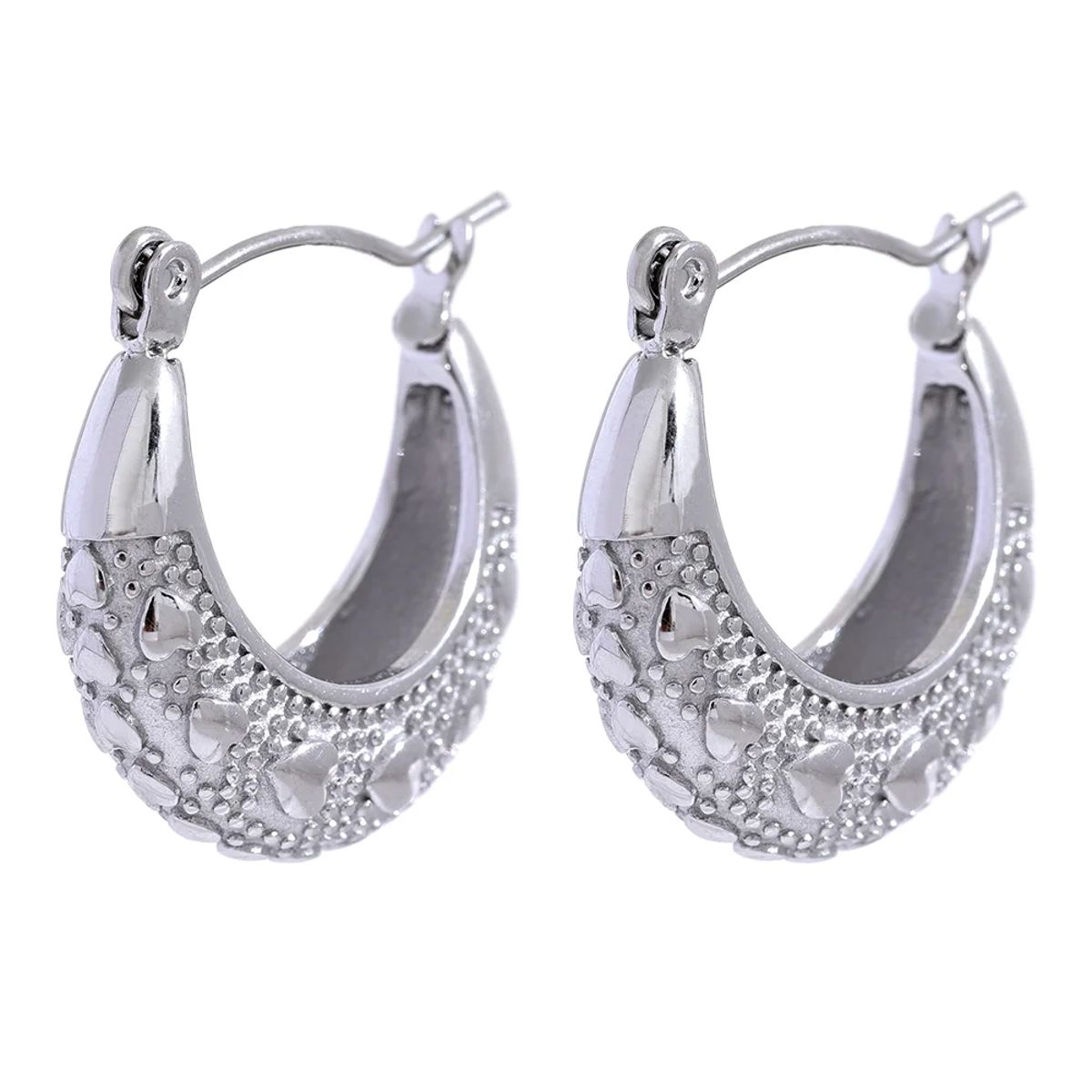 Elegant Stainless Steel Heart Geometric Hoop Earrings