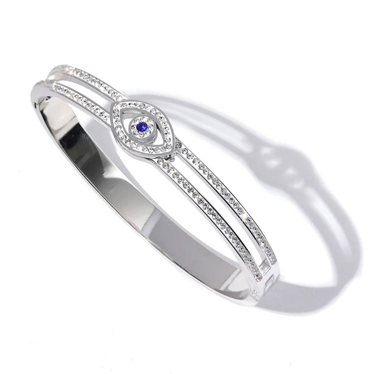 Elegant 60mm Cubic Zirconia Stainless Steel Gold-Plated Bangle Bracelet Elegant 60mm Cubic Zirconia Stainless Steel Gold-Plated Bangle Bracelet