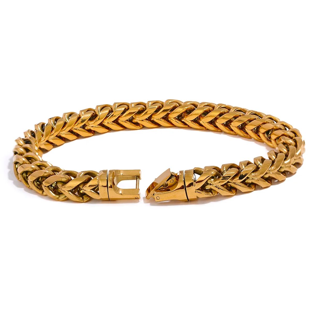Durable Stainless Steel Textured Cuban Chain Bracelet for Men