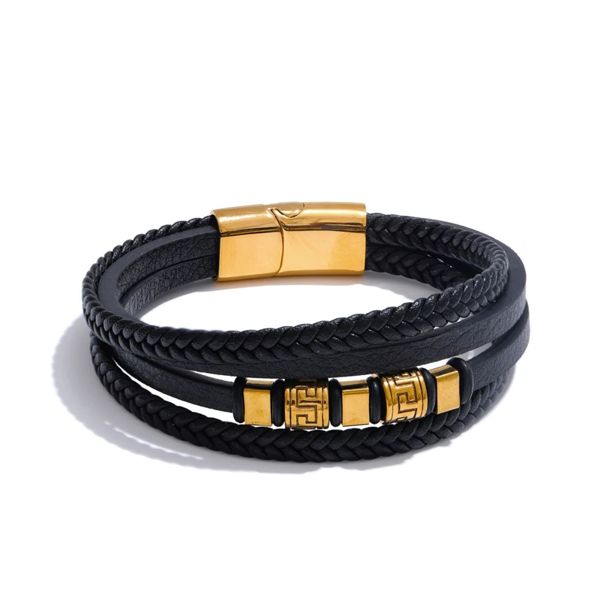 Handmade Braided Leather Bracelet with Stainless Steel Accent Handmade Braided Leather Bracelet with Stainless Steel Accent