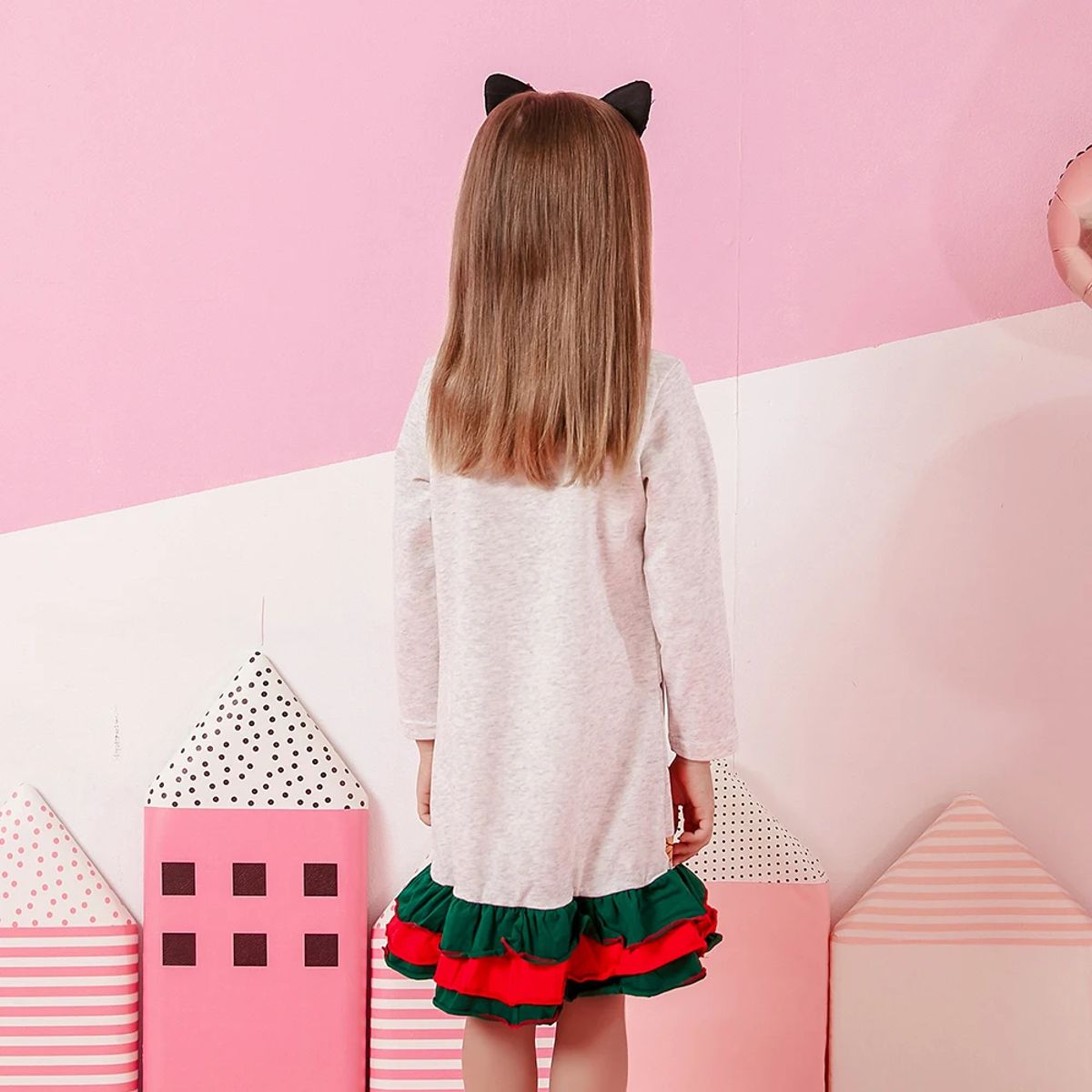 Adorable Floral Print Cotton Dress with Ruffles for Girls