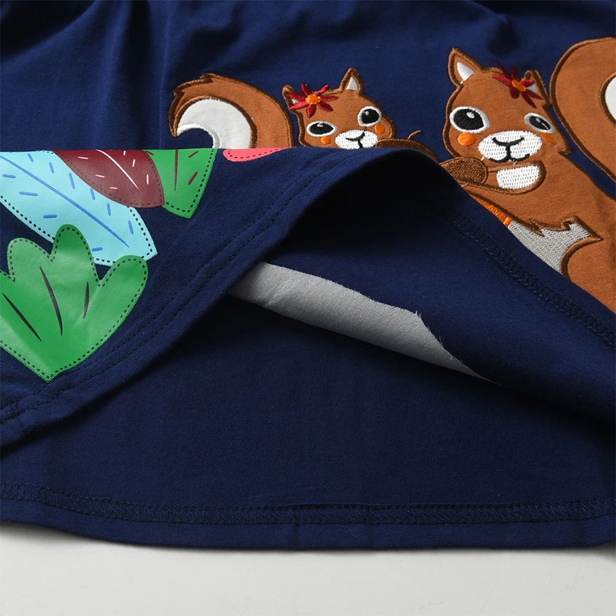 Charming Winter Dress for Girls with Squirrel Cartoon Design Charming Winter Dress for Girls with Squirrel Cartoon Design