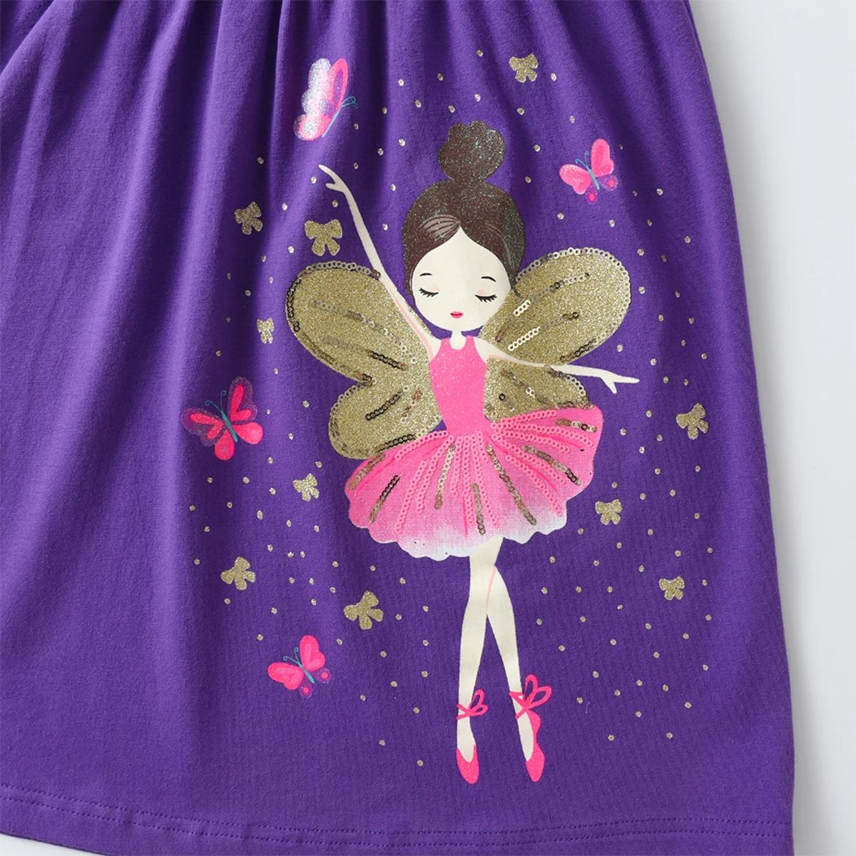 Charming Butterfly Print Long Sleeve Dress for Girls