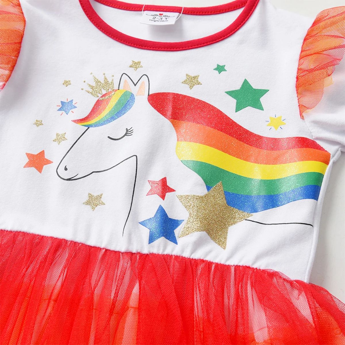 Magical Unicorn Tulle Dress for Girls with Rainbow Stars Magical Unicorn Tulle Dress for Girls with Rainbow Stars