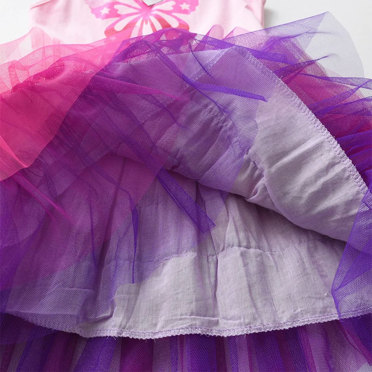 Girls Princess Tutu Dress with Butterfly Patchwork and Tulle Layers Girls Princess Tutu Dress with Butterfly Patchwork and Tulle Layers