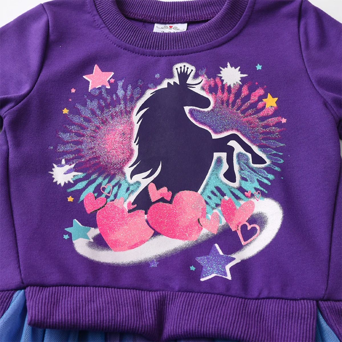 Charming Winter Dress for Girls with Heart Patchwork Design Charming Winter Dress for Girls with Heart Patchwork Design