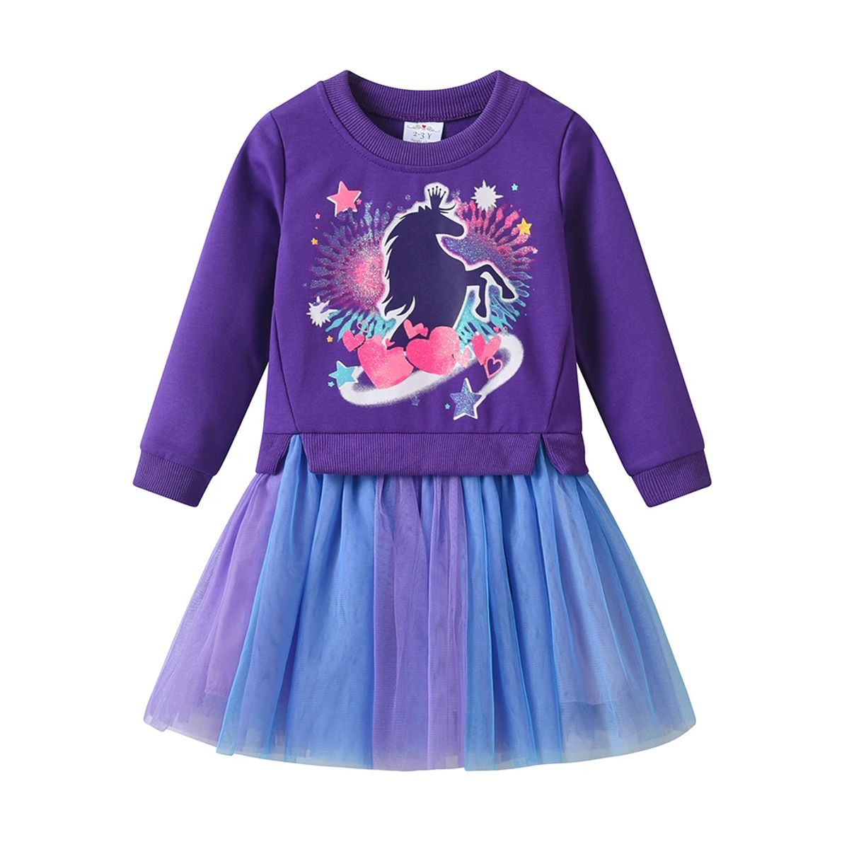 Charming Winter Dress for Girls with Heart Patchwork Design