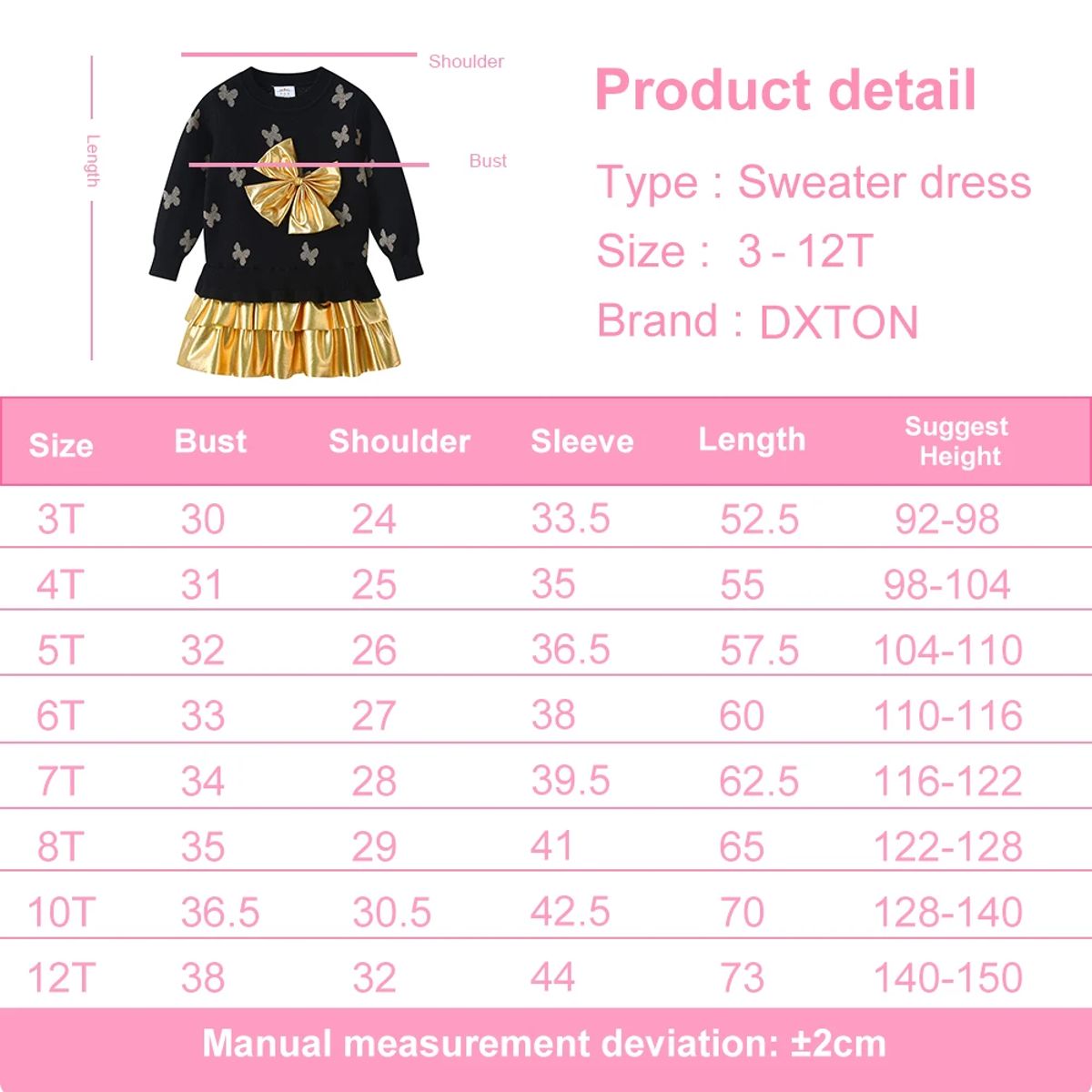 Charming Winter Sweater Dress with Butterfly Print and Bow Detail