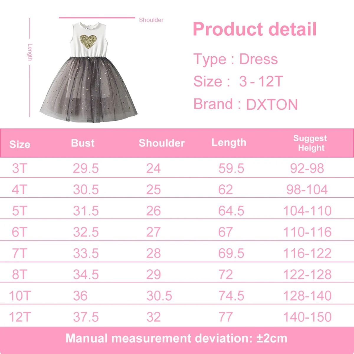 Sparkly Sleeveless Girls' Dress with Sequined Heart Design