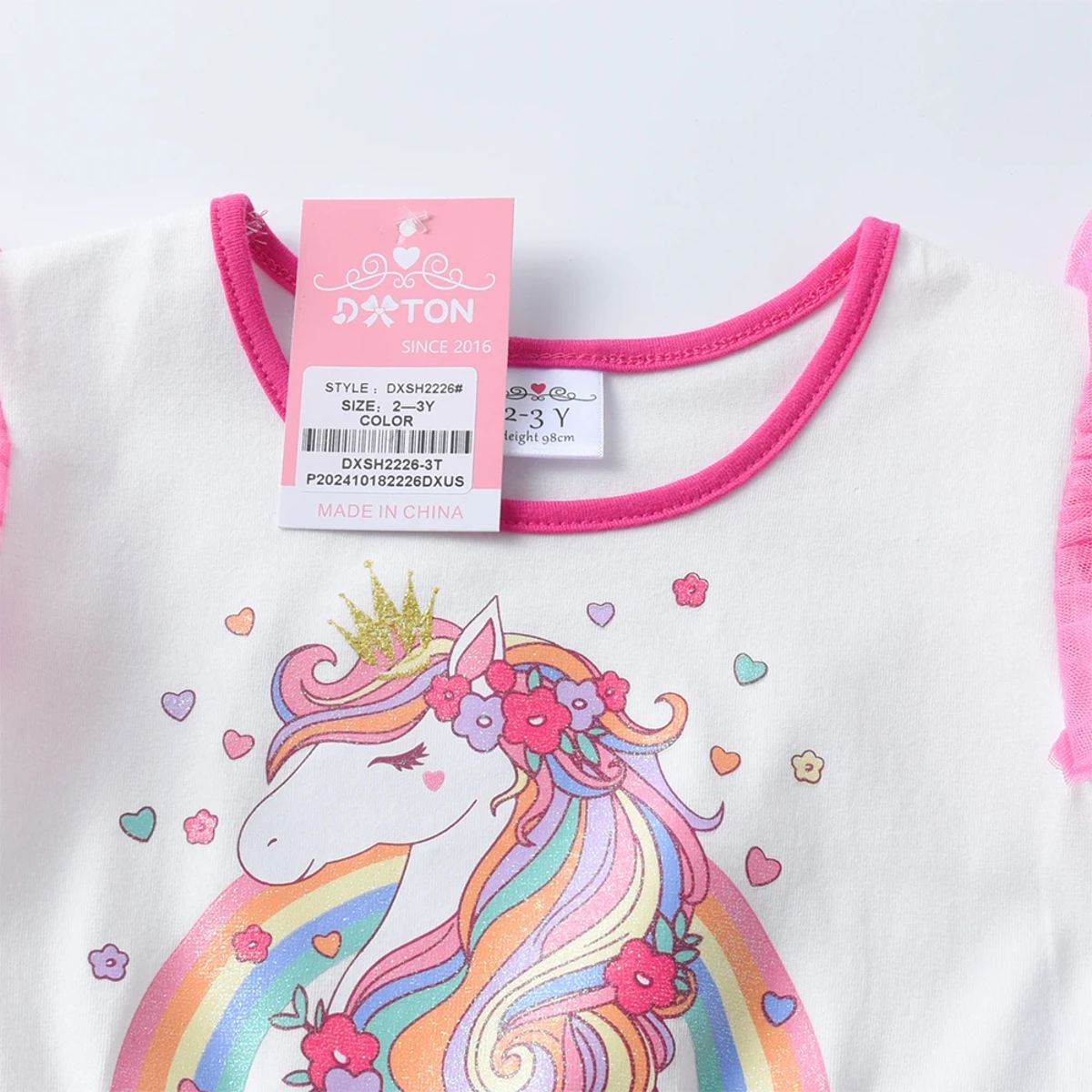 Girls Unicorn Rainbow Print Princess Party Dress for Summer Girls Unicorn Rainbow Print Princess Party Dress for Summer
