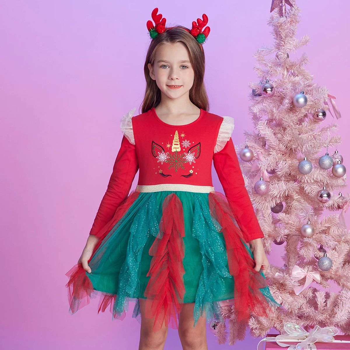 Elegant Winter Party Dress for Girls with Flying Sleeves Elegant Winter Party Dress for Girls with Flying Sleeves
