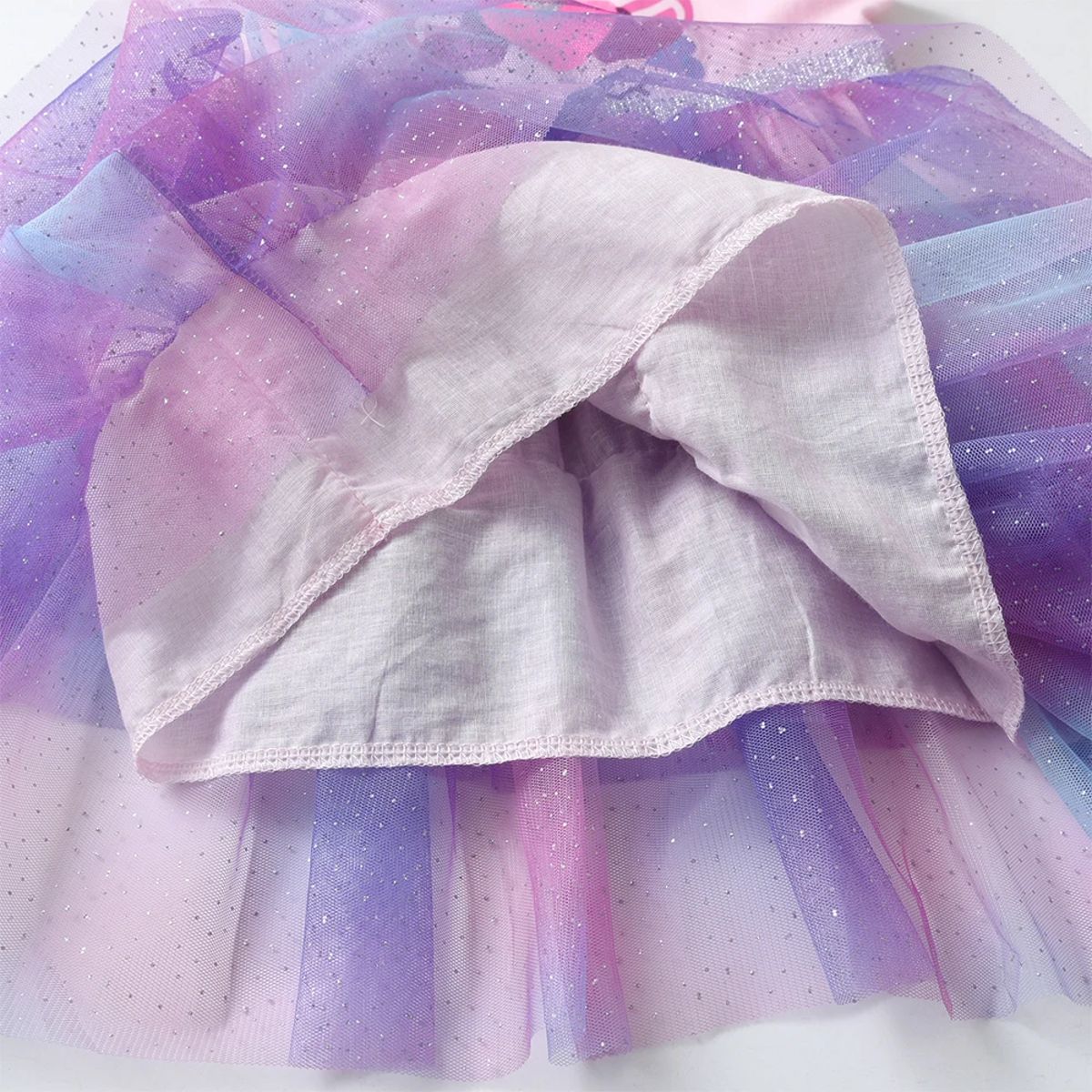 Charming Princess Tulle Dress for Girls with Heart Print