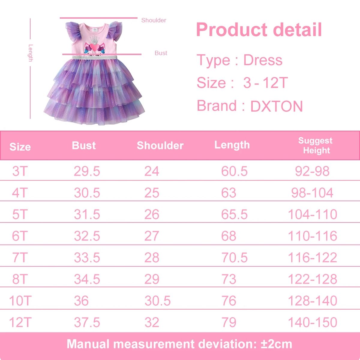 Charming Princess Tulle Dress for Girls with Heart Print