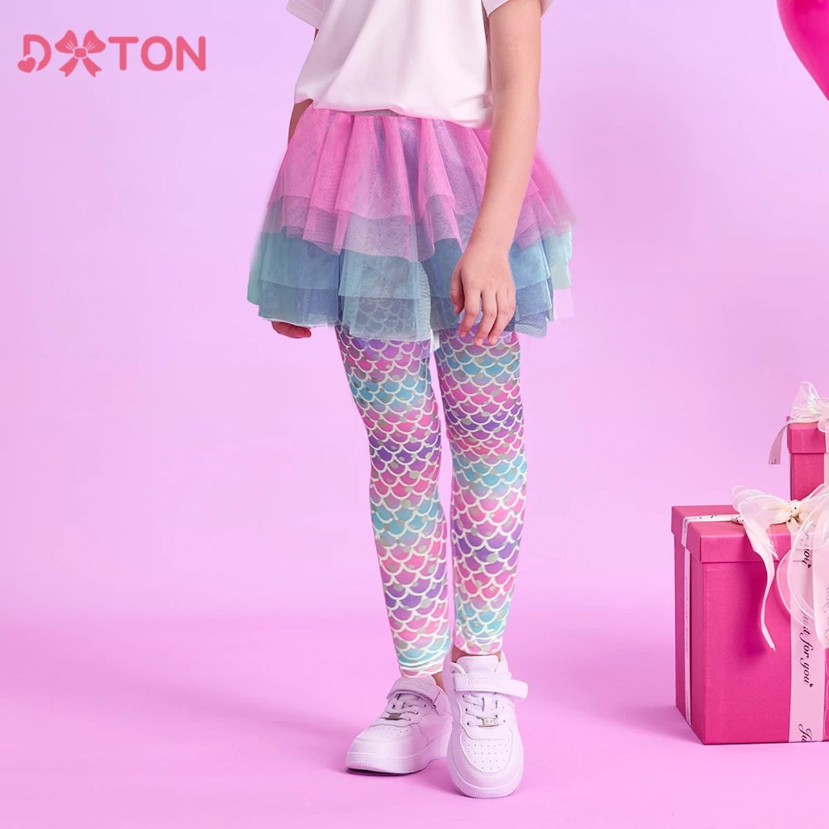 Girls’ Legging Skirt Set with Mermaid Print for Outdoor Play
