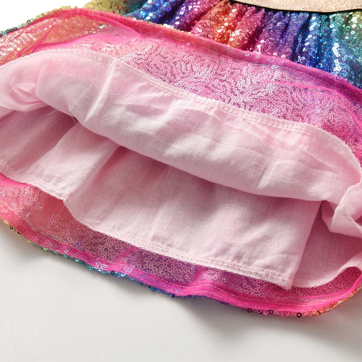 Shiny Rainbow Tutu Skirt for Girls with Sequins and Ruffles
