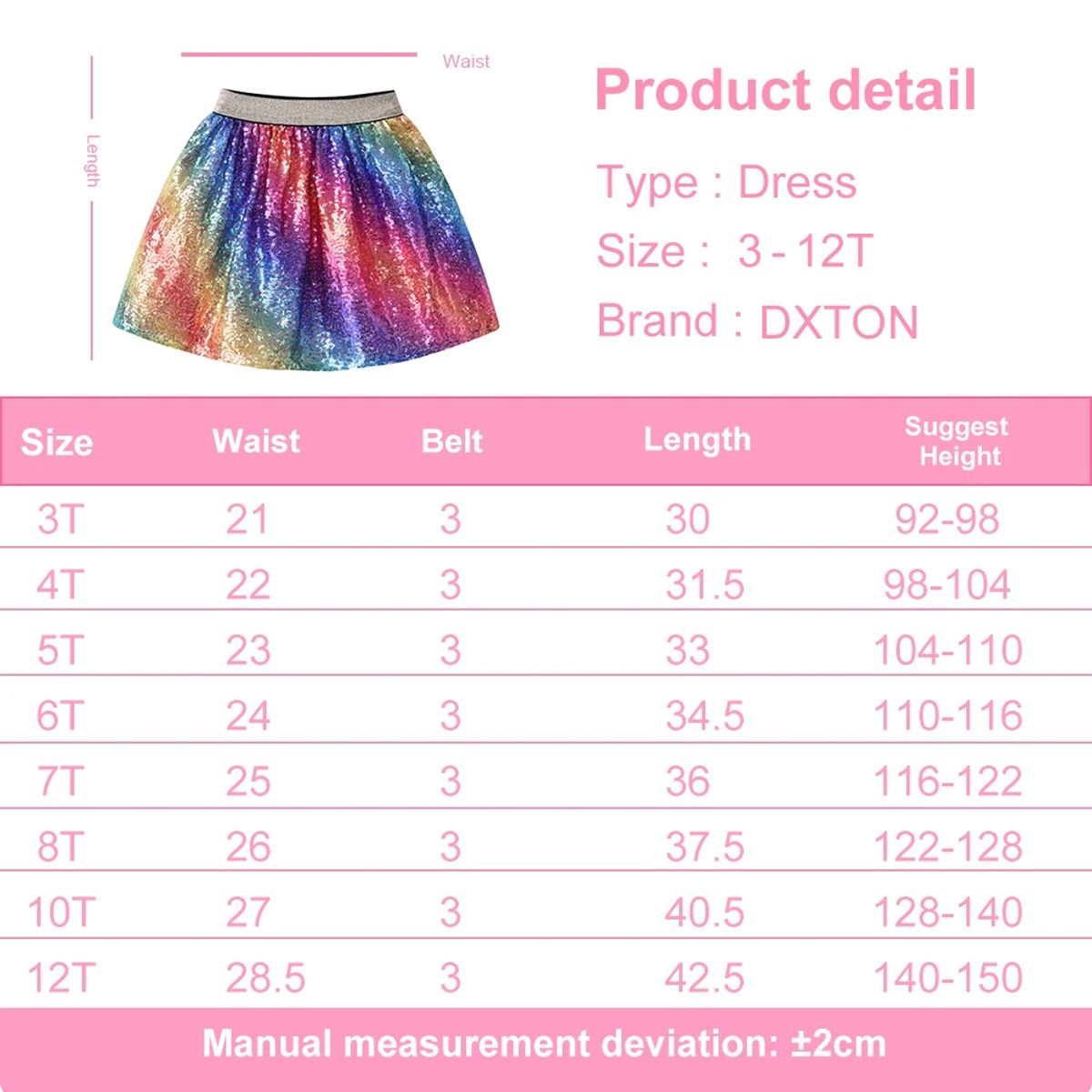 Shiny Rainbow Tutu Skirt for Girls with Sequins and Ruffles