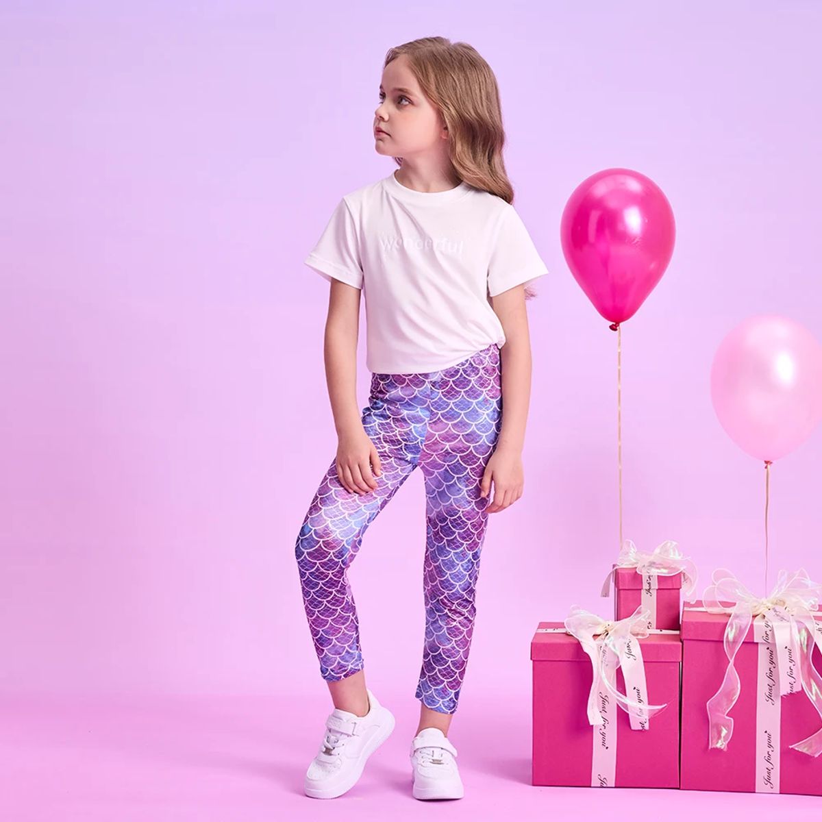 Mermaid-Themed Leggings for Girls, Comfortable Skinny Pants Mermaid-Themed Leggings for Girls, Comfortable Skinny Pants