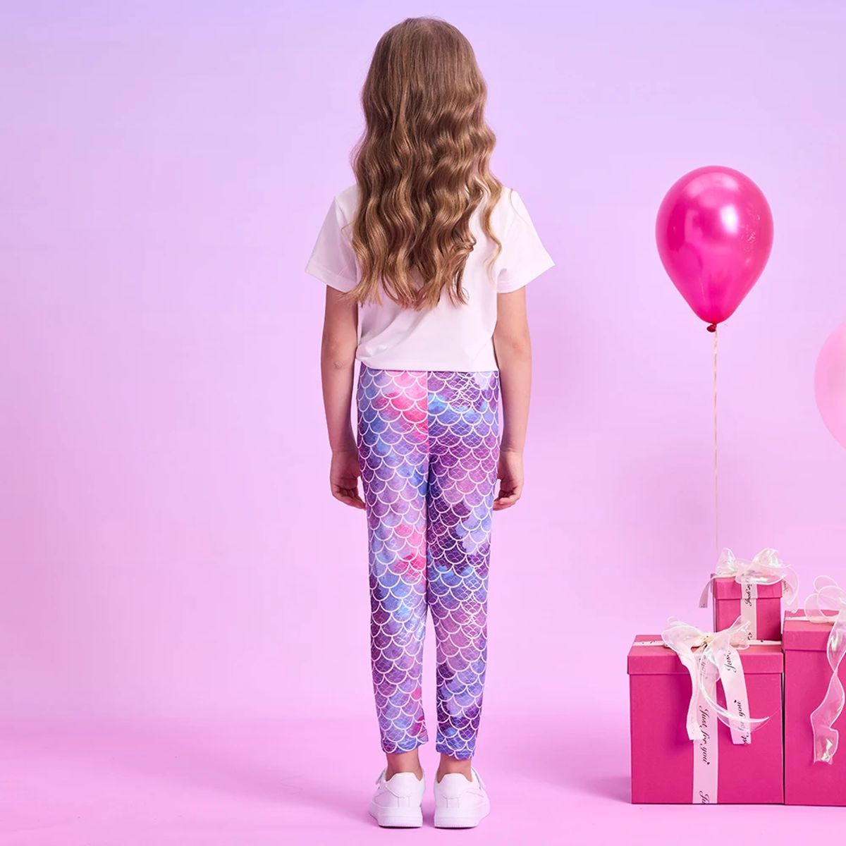 Mermaid-Themed Leggings for Girls, Comfortable Skinny Pants Mermaid-Themed Leggings for Girls, Comfortable Skinny Pants