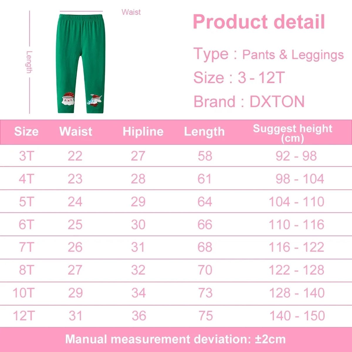 Festive Cotton Leggings for Girls with Santa Claus Applique Festive Cotton Leggings for Girls with Santa Claus Applique