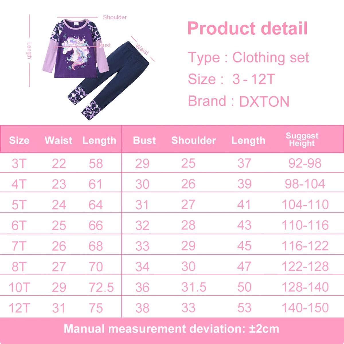 Adorable Unicorn Print Girls' Outfit – Long Sleeve Top & Leggings Adorable Unicorn Print Girls' Outfit – Long Sleeve Top & Leggings