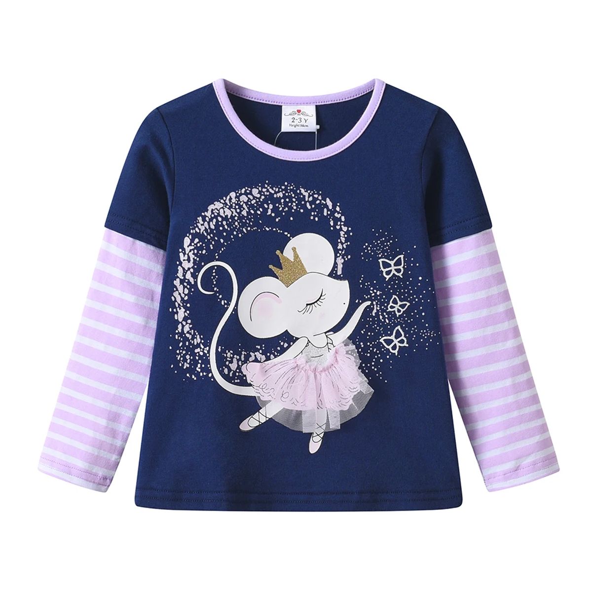 Comfortable 2-Piece Girls Pajama Set with Fun Mouse Design
