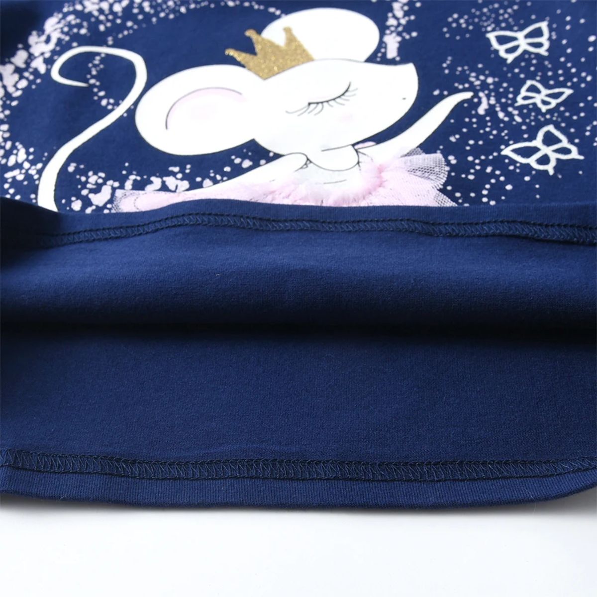 Comfortable 2-Piece Girls Pajama Set with Fun Mouse Design