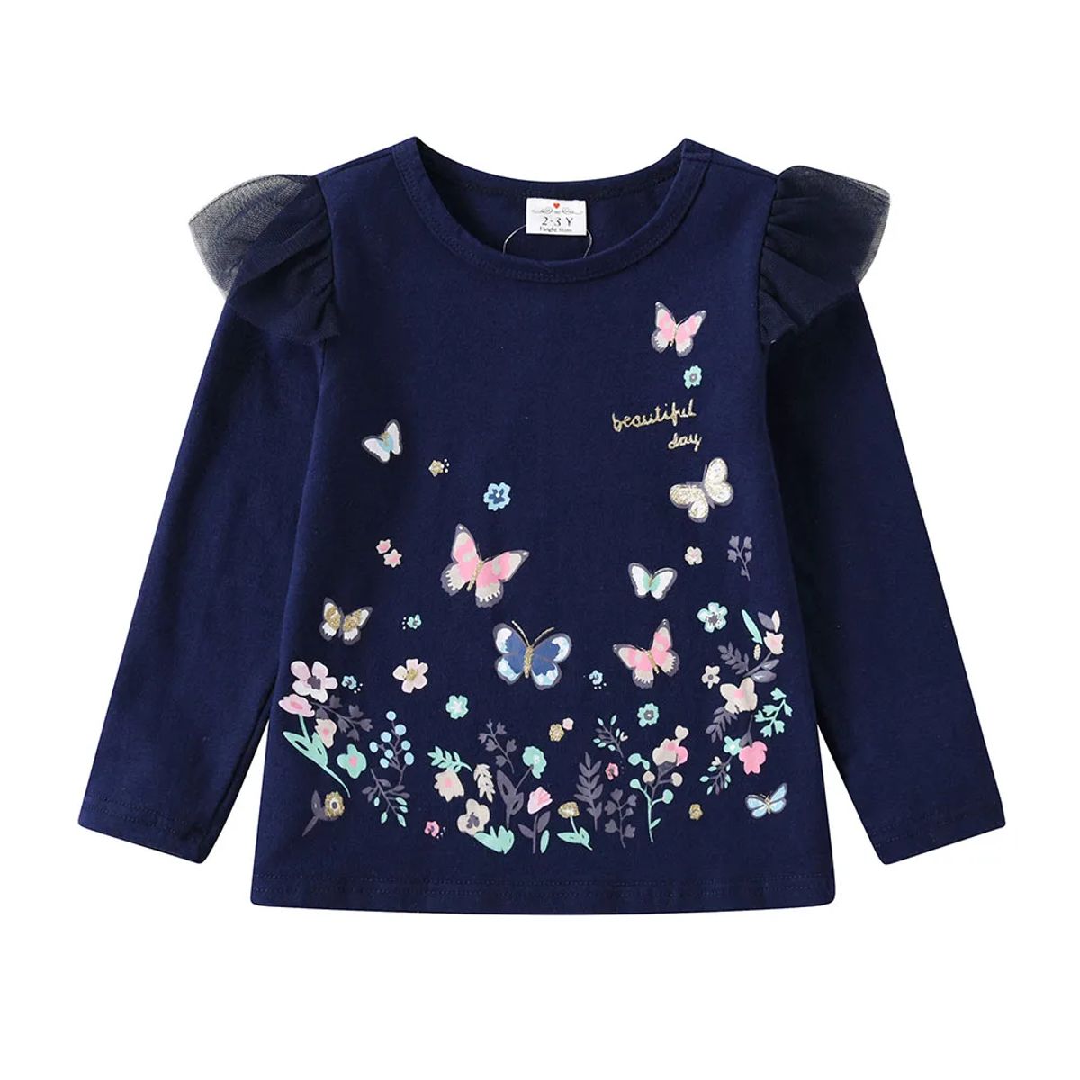 Autumn Winter Girls Cotton Butterfly Print Tops & Pants Set Autumn Winter Girls Cotton Butterfly Print Tops & Pants Set