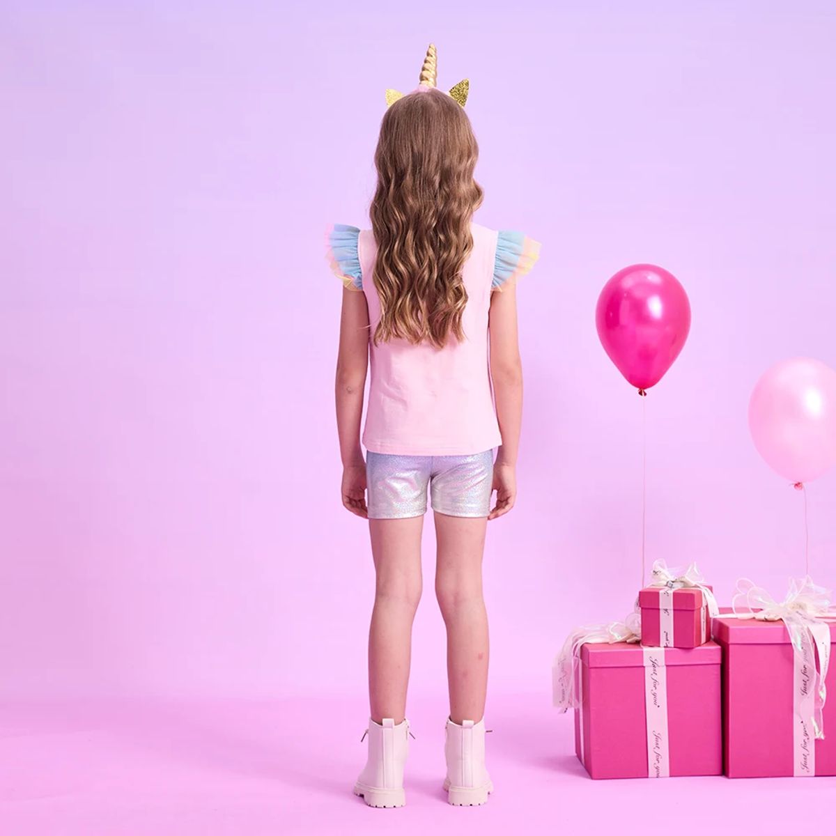 Summer Unicorn Clothing Set for Girls with Flying Sleeve Tops and Casual Pants