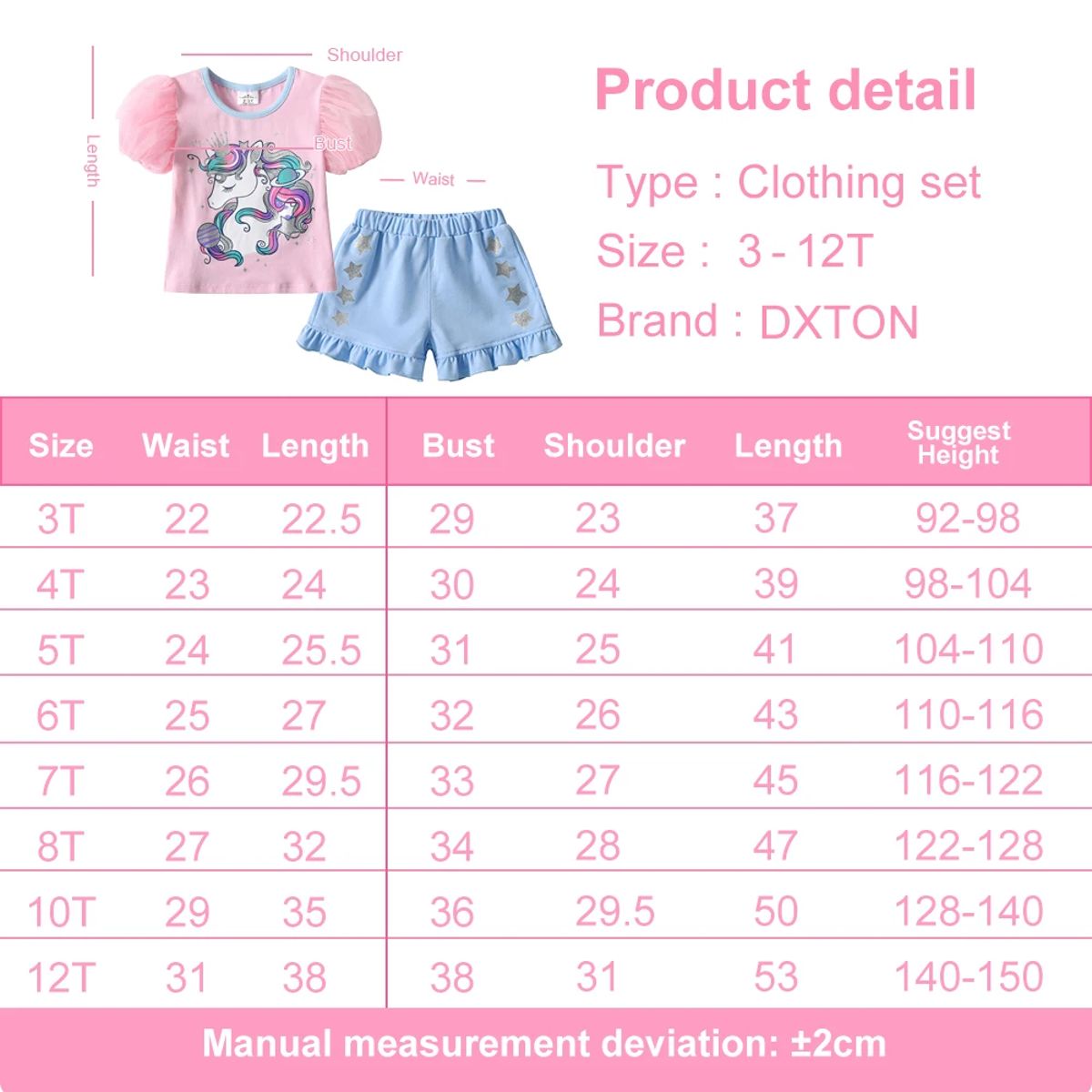 Fun and Comfortable Summer Clothing Set for Girls, T-Shirt & Shorts