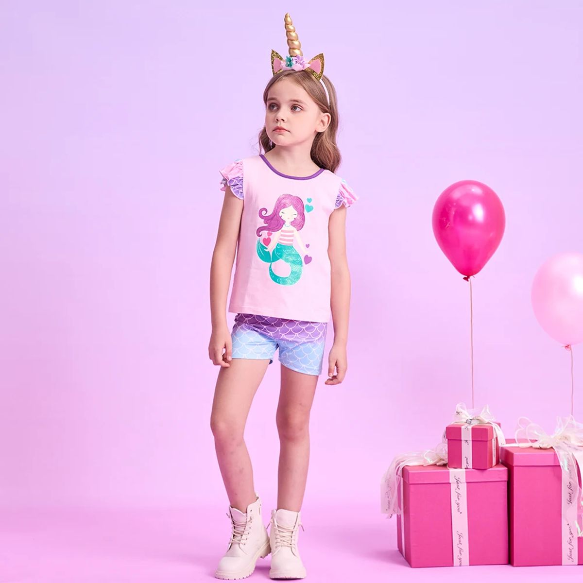 Summer Mermaid-Themed 2-Piece Clothing Set for Girls Summer Mermaid-Themed 2-Piece Clothing Set for Girls