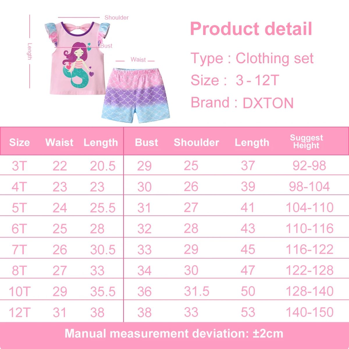 Summer Mermaid-Themed 2-Piece Clothing Set for Girls Summer Mermaid-Themed 2-Piece Clothing Set for Girls