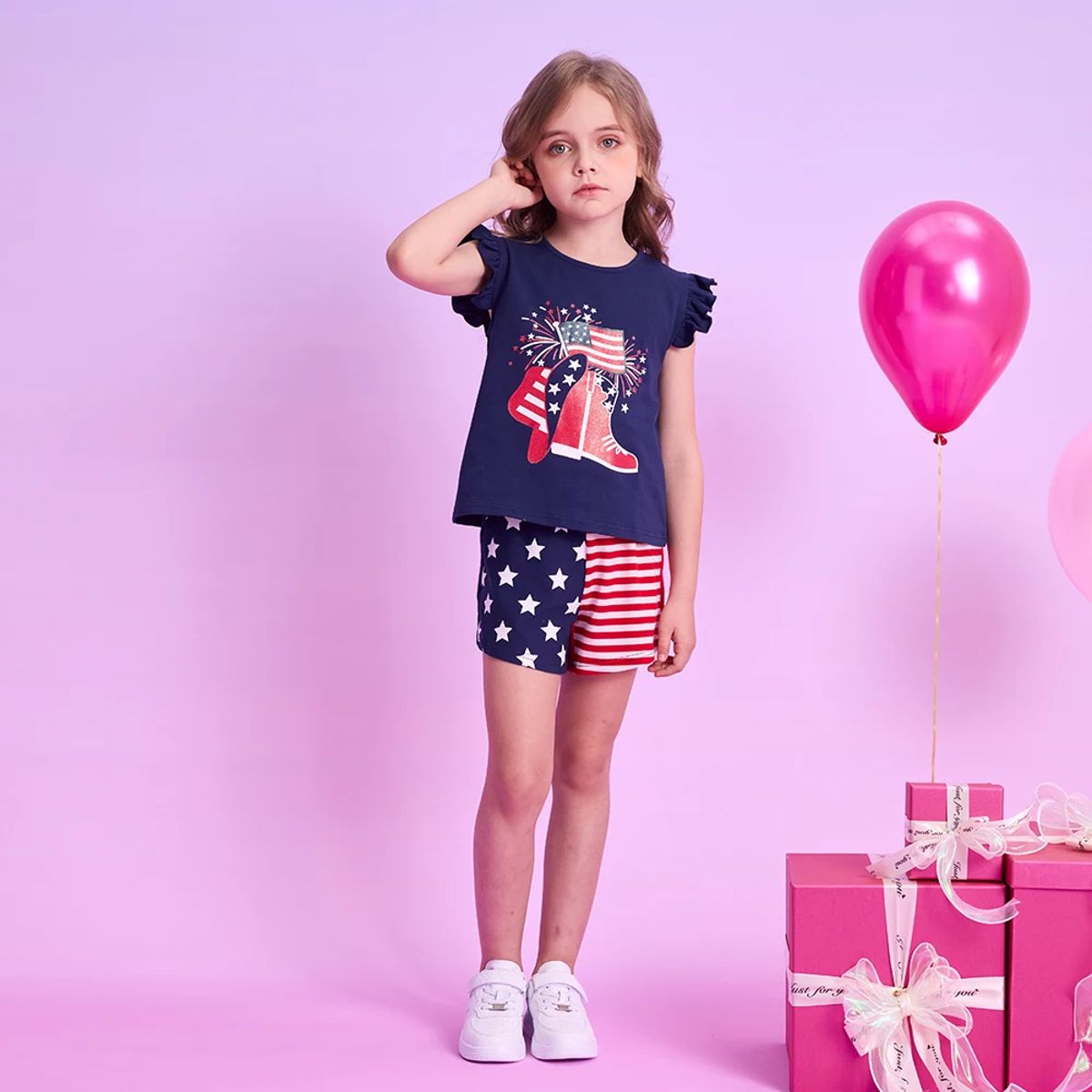 Summer Girls Clothing Set with Flying Sleeves and Shorts Summer Girls Clothing Set with Flying Sleeves and Shorts