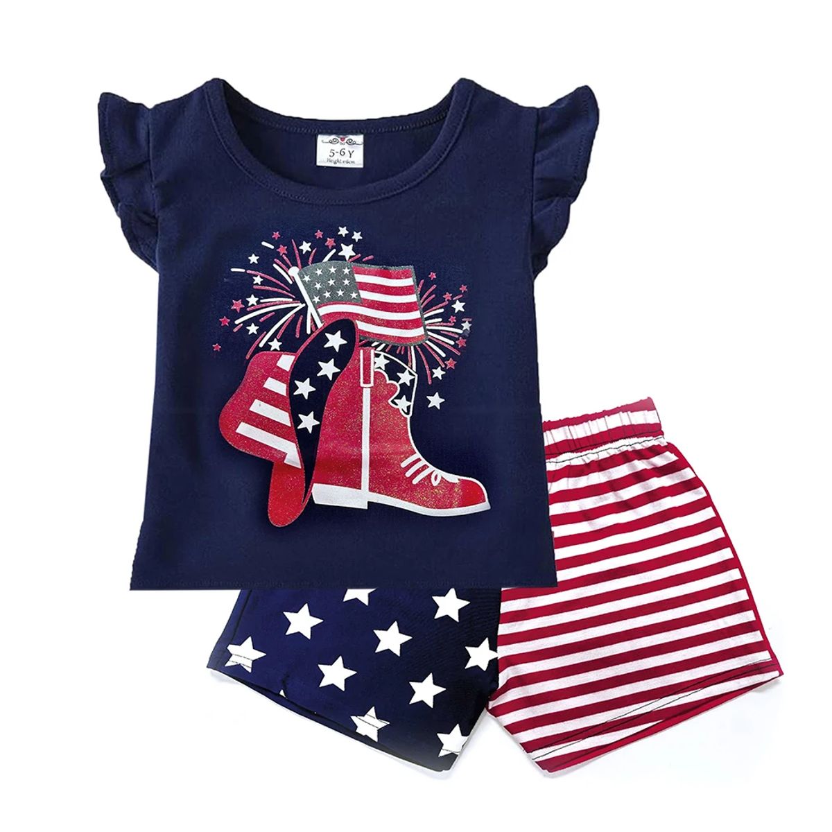 Summer Girls Clothing Set with Flying Sleeves and Shorts Summer Girls Clothing Set with Flying Sleeves and Shorts